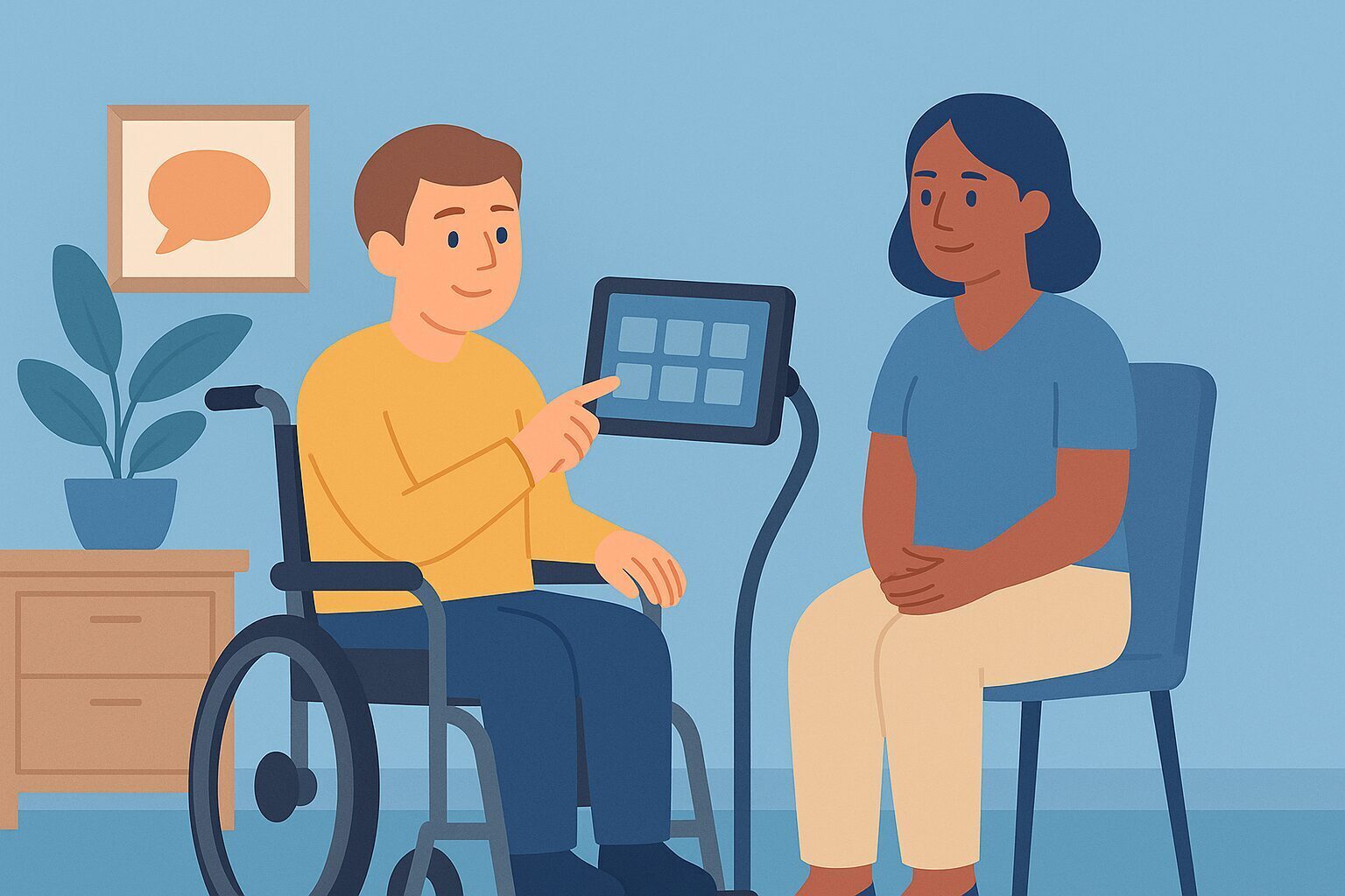 Allied health professional working with a participant